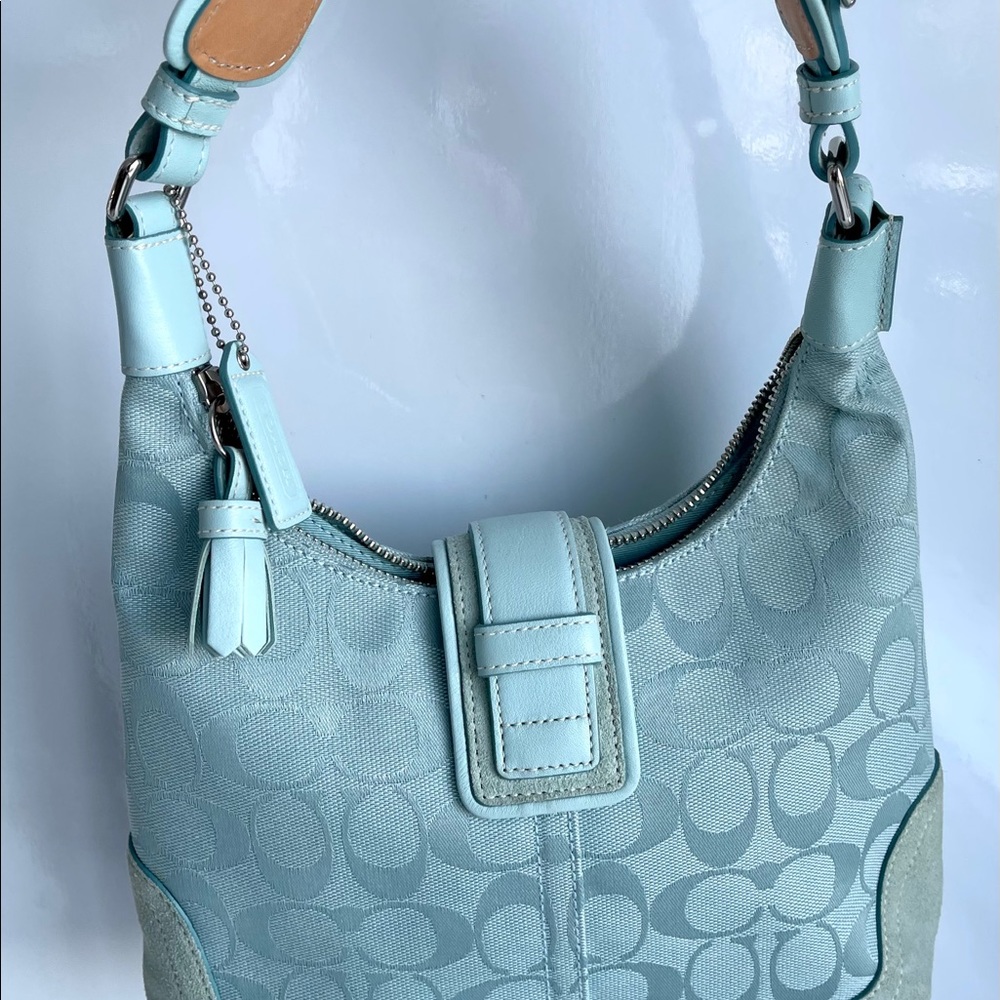 Aqua Blue COACH Signature Hobo Bag 🌊 - Picture 3 of 8
